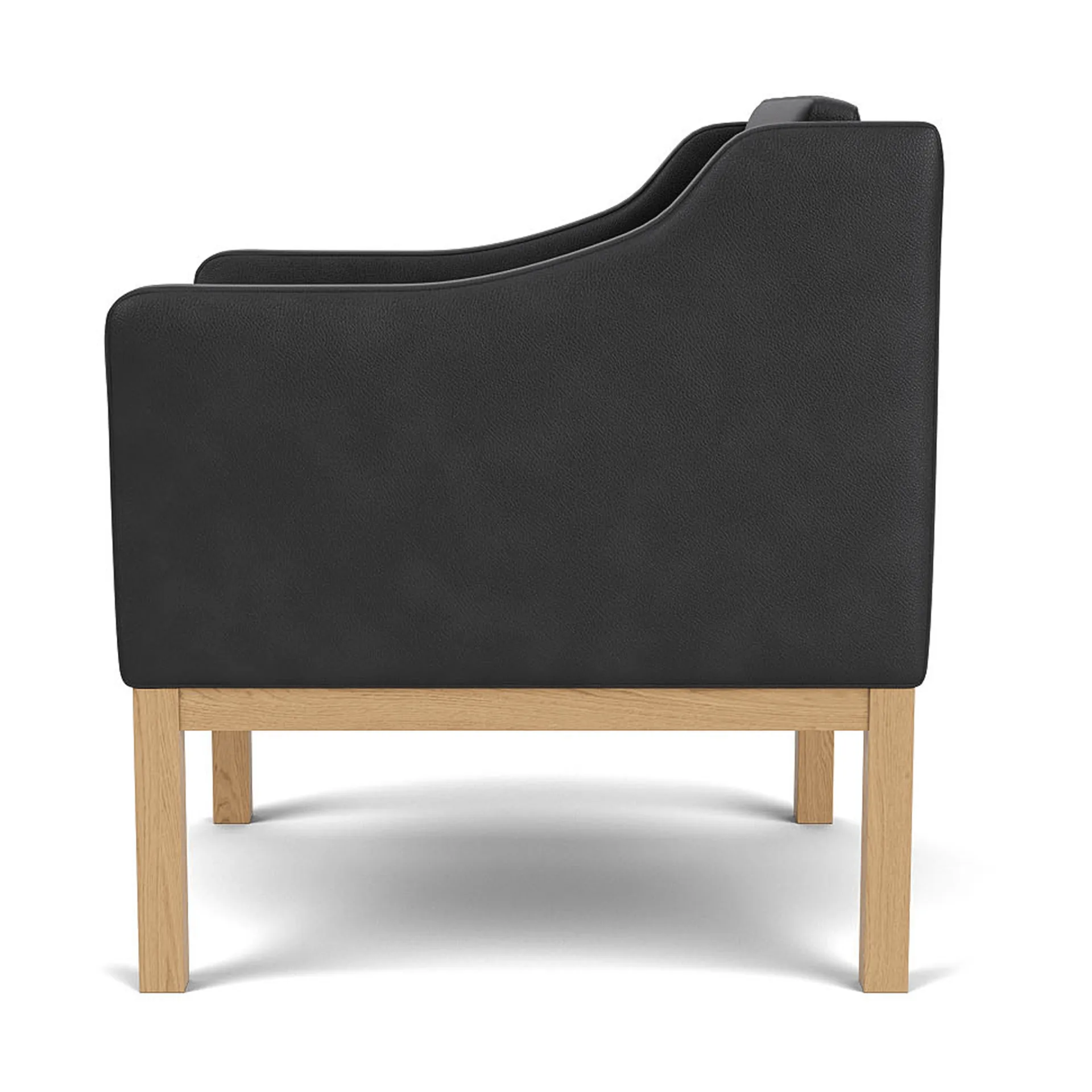 Fotel z podłokietnikami L46 MK155 easy chair, Dąb lakierowany-skóra czarna FDB Møbler
