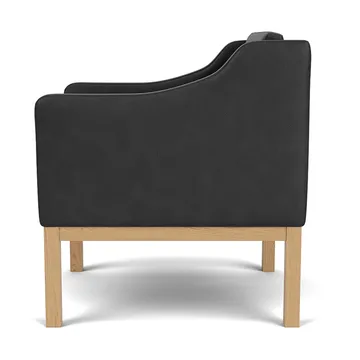 Fotel z podłokietnikami L46 MK155 easy chair - Dąb lakierowany-skóra czarna - FDB Møbler