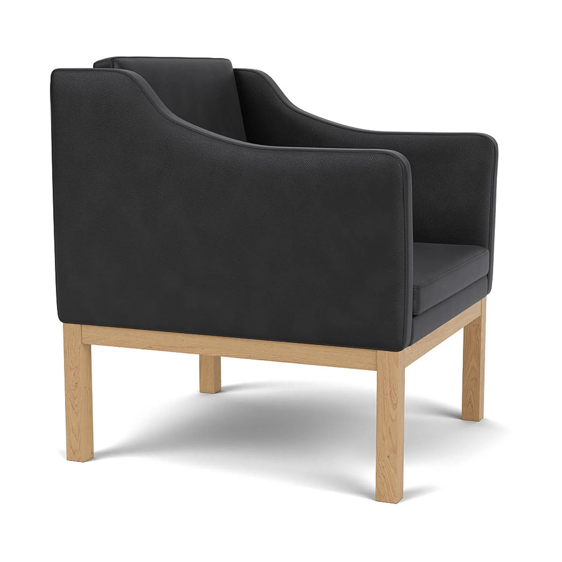 Fotel z podłokietnikami L46 MK155 easy chair, Dąb lakierowany-skóra czarna FDB Møbler