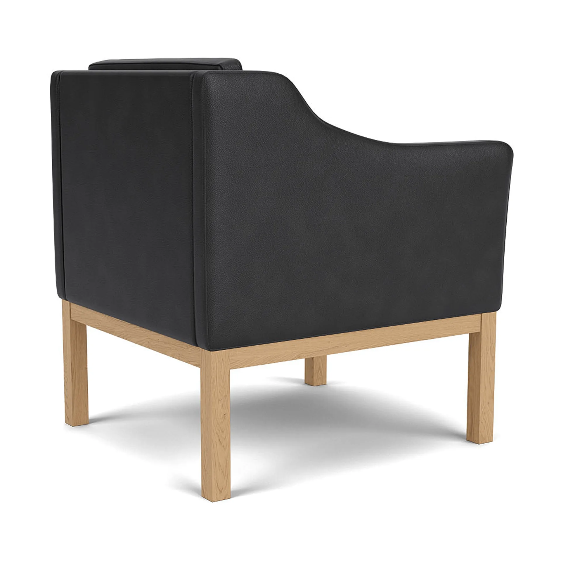 Fotel z podłokietnikami L46 MK155 easy chair, Dąb lakierowany-skóra czarna FDB Møbler