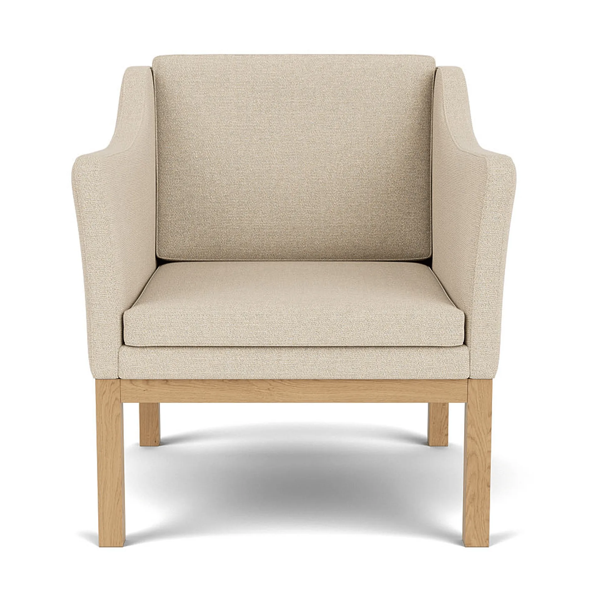 Fotel z podłokietnikami L46 MK155 easy chair, Dąb lakierowany-tkanina beige FDB Møbler