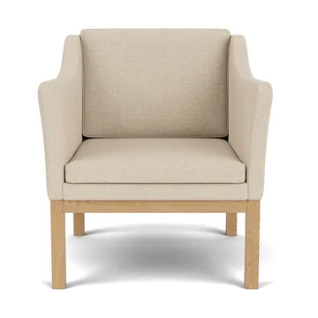 Fotel z podłokietnikami L46 MK155 easy chair - Dąb lakierowany-tkanina beige - FDB Møbler