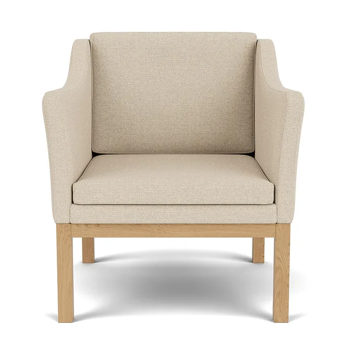 Fotel z podłokietnikami L46 MK155 easy chair - Dąb lakierowany-tkanina beige - FDB Møbler