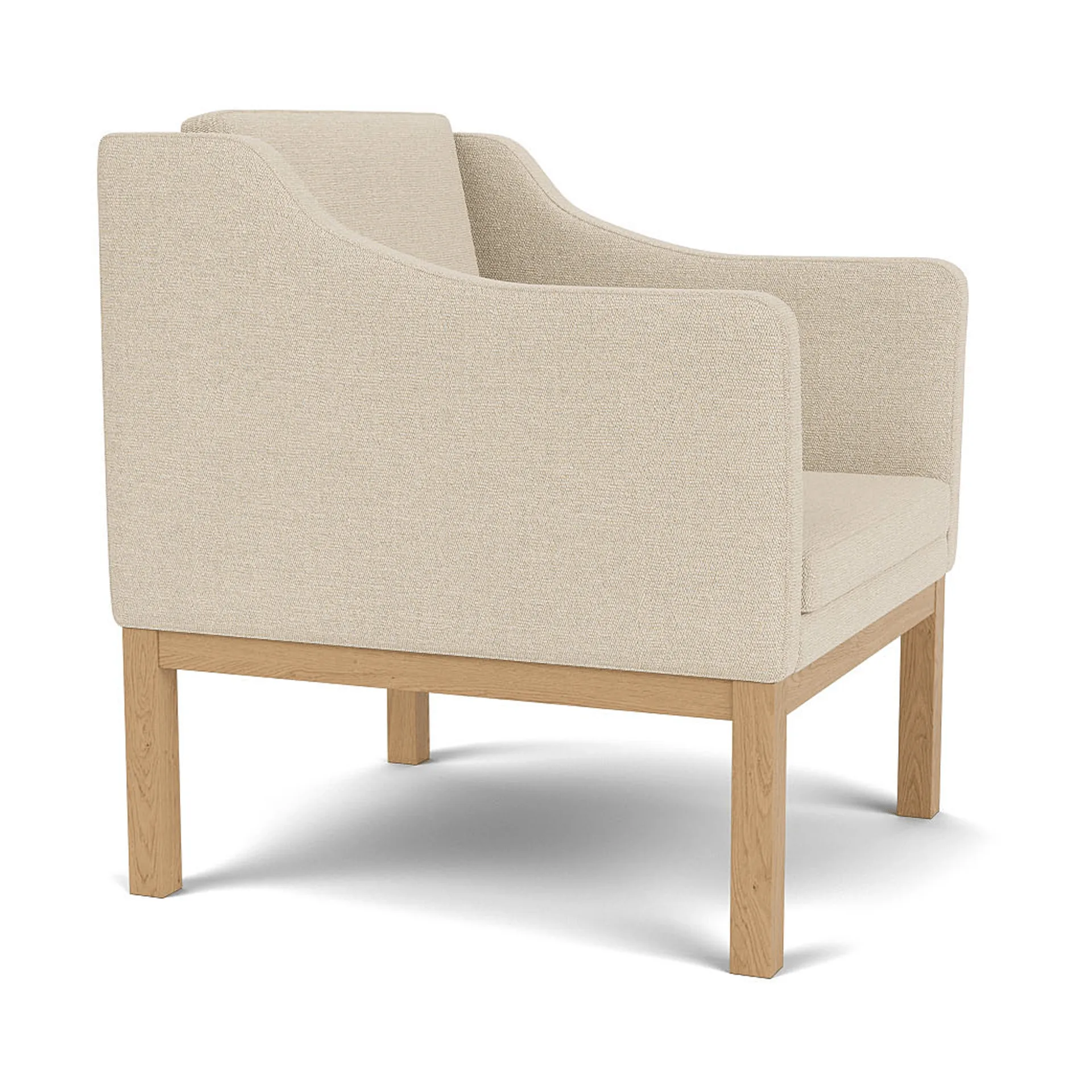 Fotel z podłokietnikami L46 MK155 easy chair, Dąb lakierowany-tkanina beige FDB Møbler
