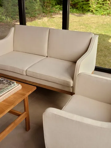 Fotel z podłokietnikami L46 MK155 easy chair - Dąb lakierowany-tkanina beige - FDB Møbler