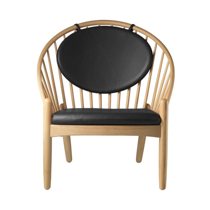 Krzesło J166 Jørna - Oak nature lacquered-black leather - FDB Møbler