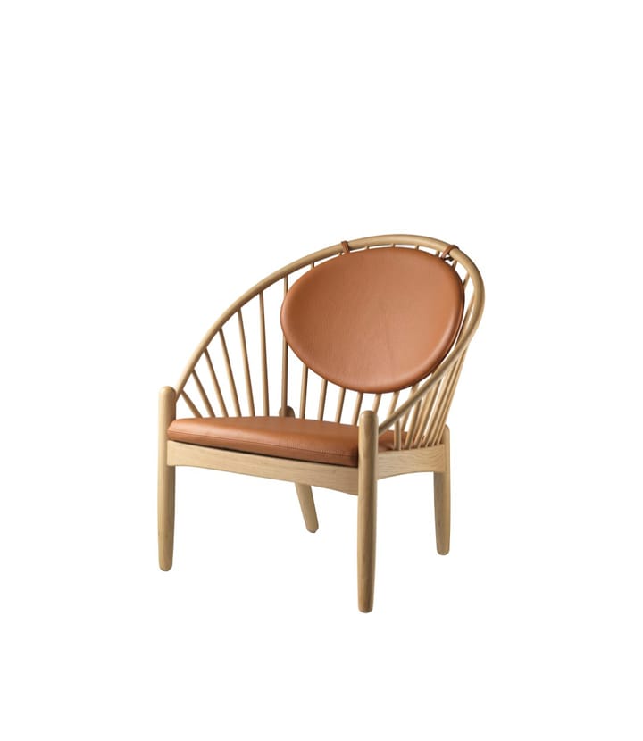 Krzesło J166 Jørna, Oak nature lacquered-cognac leather FDB Møbler