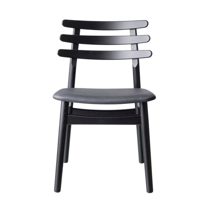 Krzesło J48 - Oak black painted-black leather - FDB Møbler