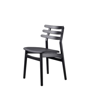 Krzesło J48 - Oak black painted-black leather - FDB Møbler