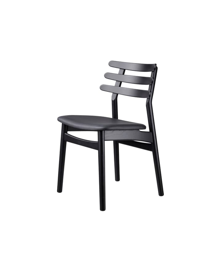 Krzesło J48, Oak black painted-black leather FDB Møbler
