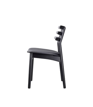 Krzesło J48 - Oak black painted-black leather - FDB Møbler
