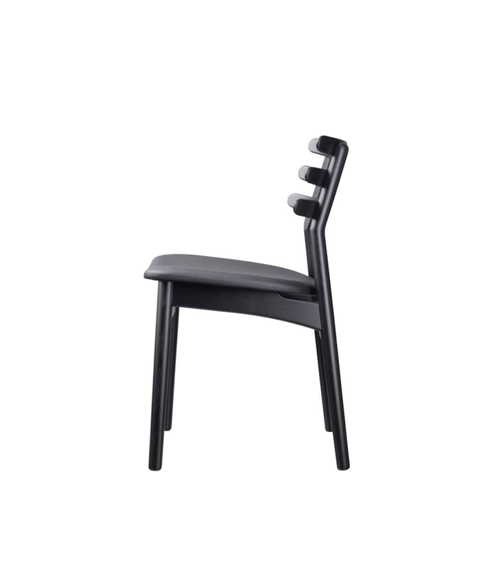Krzesło J48, Oak black painted-black leather FDB Møbler