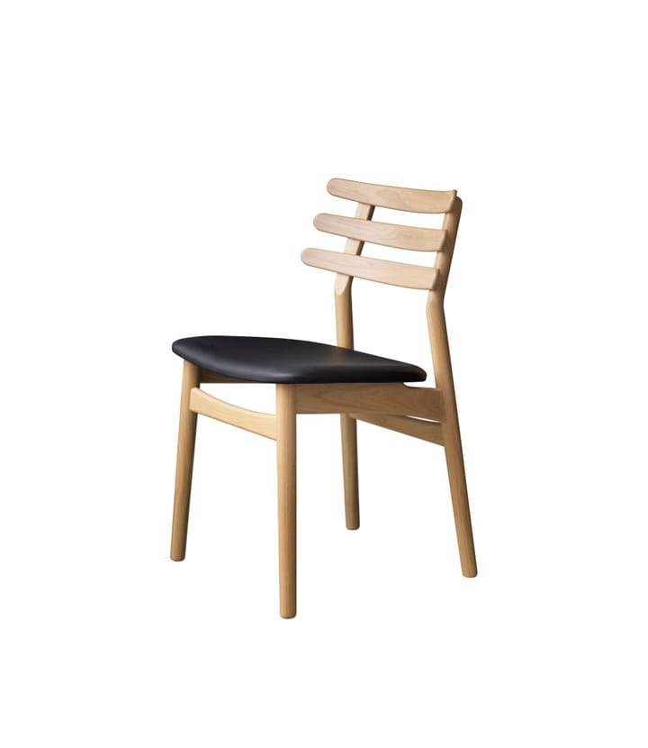 Krzesło J48, Oak nature lacquered-black leather FDB Møbler
