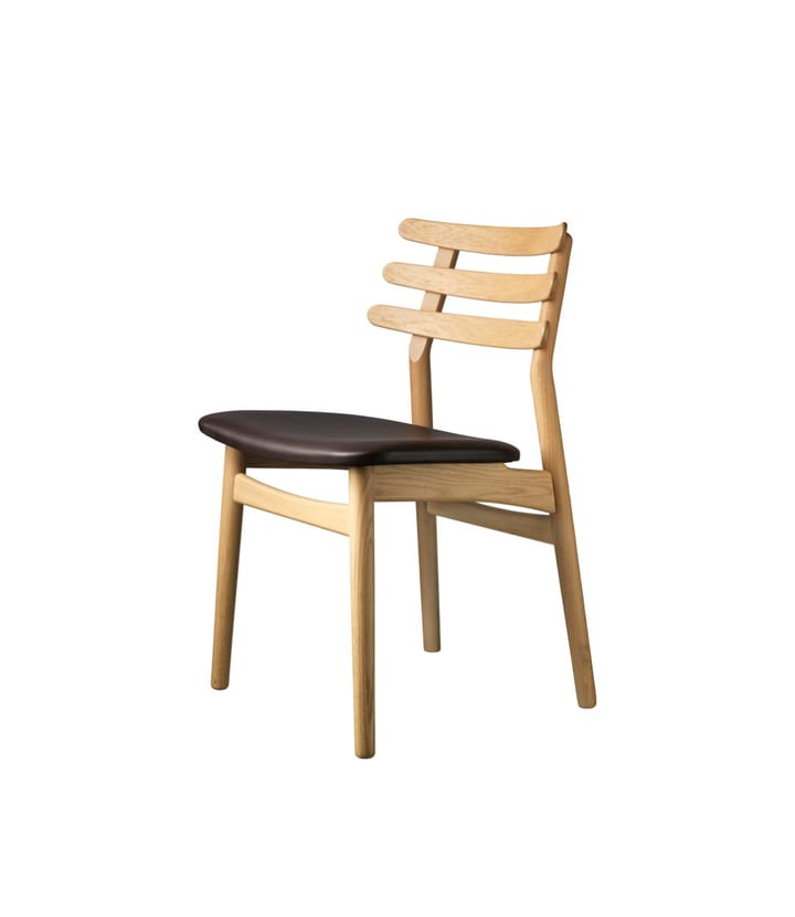 Krzesło J48, Oak nature lacquered-dark brown leather FDB Møbler