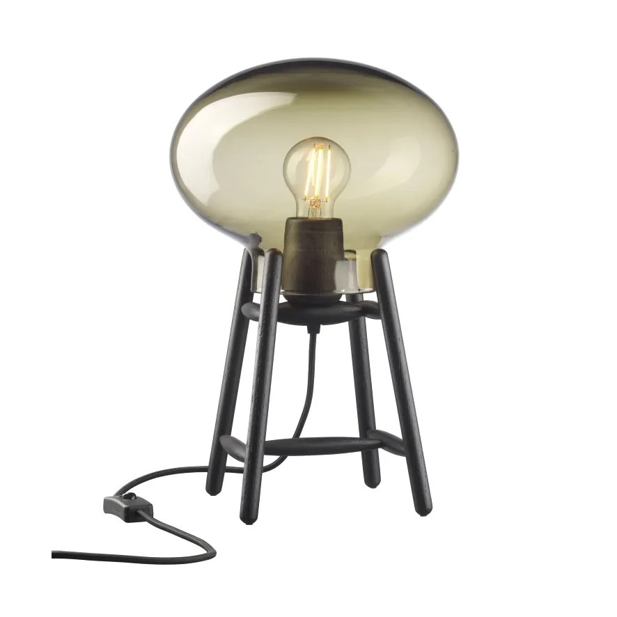 Lampa stołowa U4 Hiti, Smoked glass-oak black painted FDB Møbler