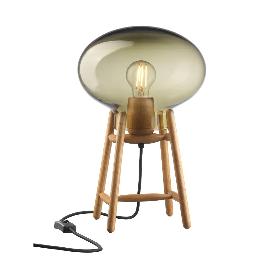 Lampa stołowa U4 Hiti, Smoked glass-oak nature lacquered FDB Møbler