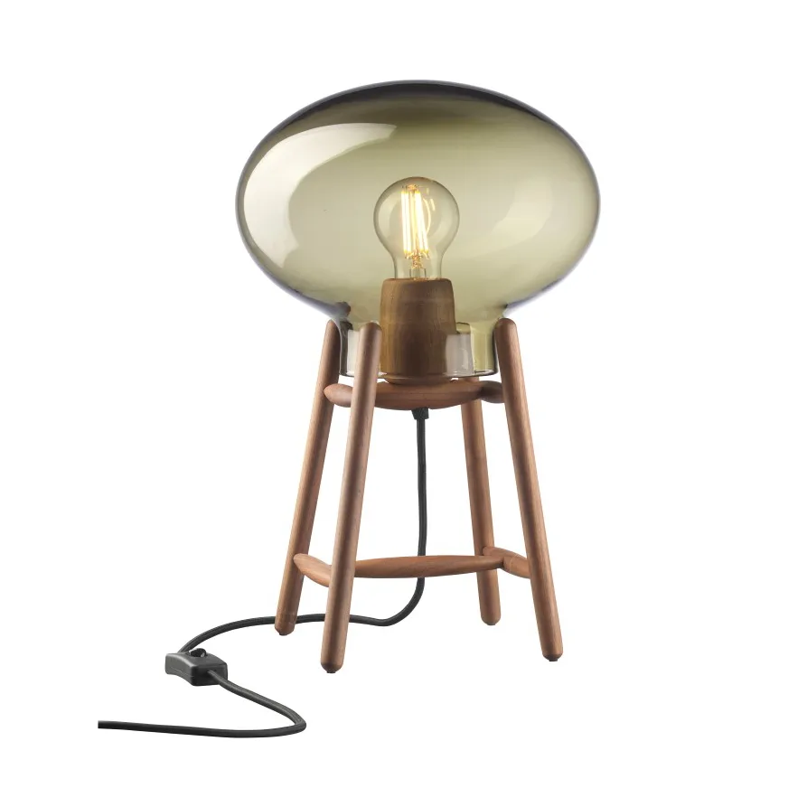 Lampa stołowa U4 Hiti, Smoked glass-walnut nature lacquered FDB Møbler
