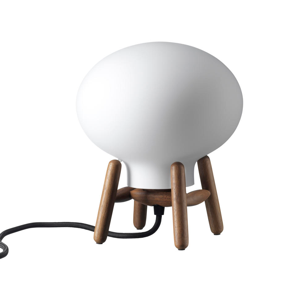 FDB Møbler Lampa stołowa U6 Hiti Mini Opal glass-walnut nature lacquered