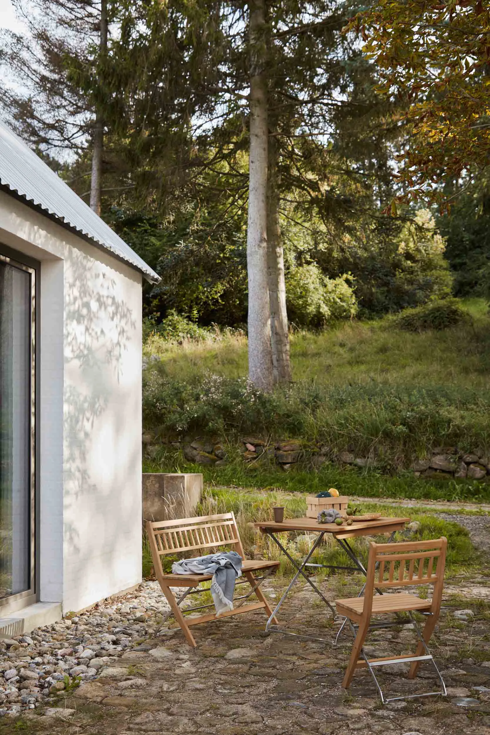 M26 Lilleø stół ogrodowy, Teak-nierdzewna stal FDB Møbler