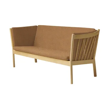 Sofa J149 - Tkanina brązowa-dąb lakierowany, 3-osobowa - FDB Møbler