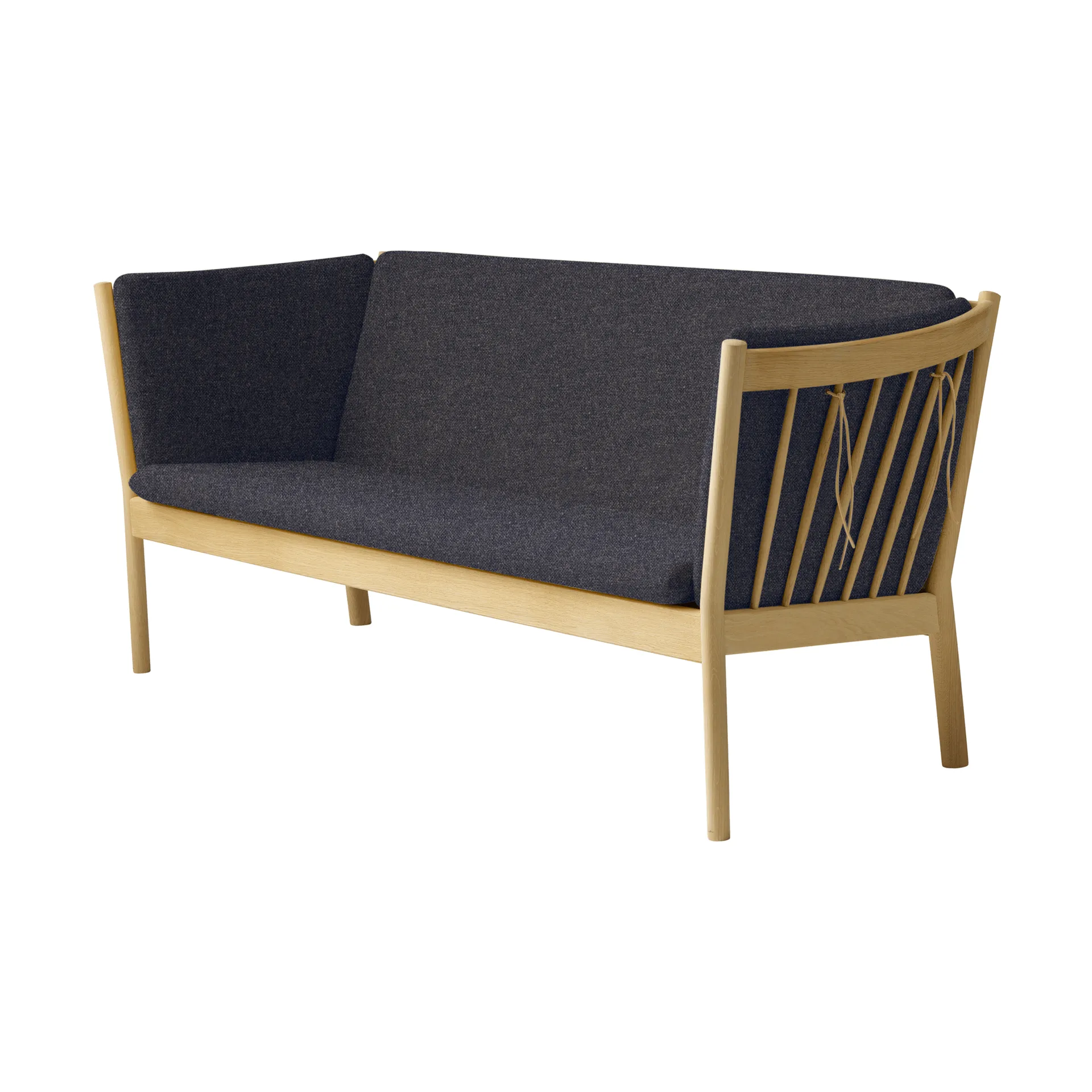 Sofa J149, Tkanina ciemnoszara-dąb lakierowany, 3-osobowa FDB Møbler