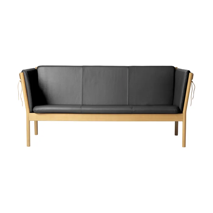 Sofa J149 - Tkanina czarna-dąb lakierowany, 3-osobowa - FDB Møbler