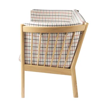 Sofa J149 - Tkanina czerwona-dąb lakierowany, 3-osobowa - FDB Møbler