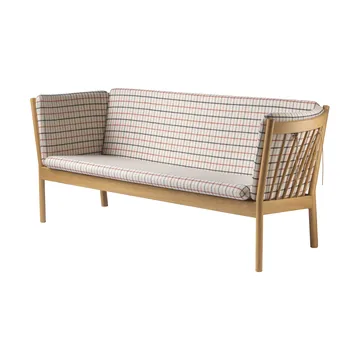 Sofa J149 - Tkanina czerwona-dąb lakierowany, 3-osobowa - FDB Møbler
