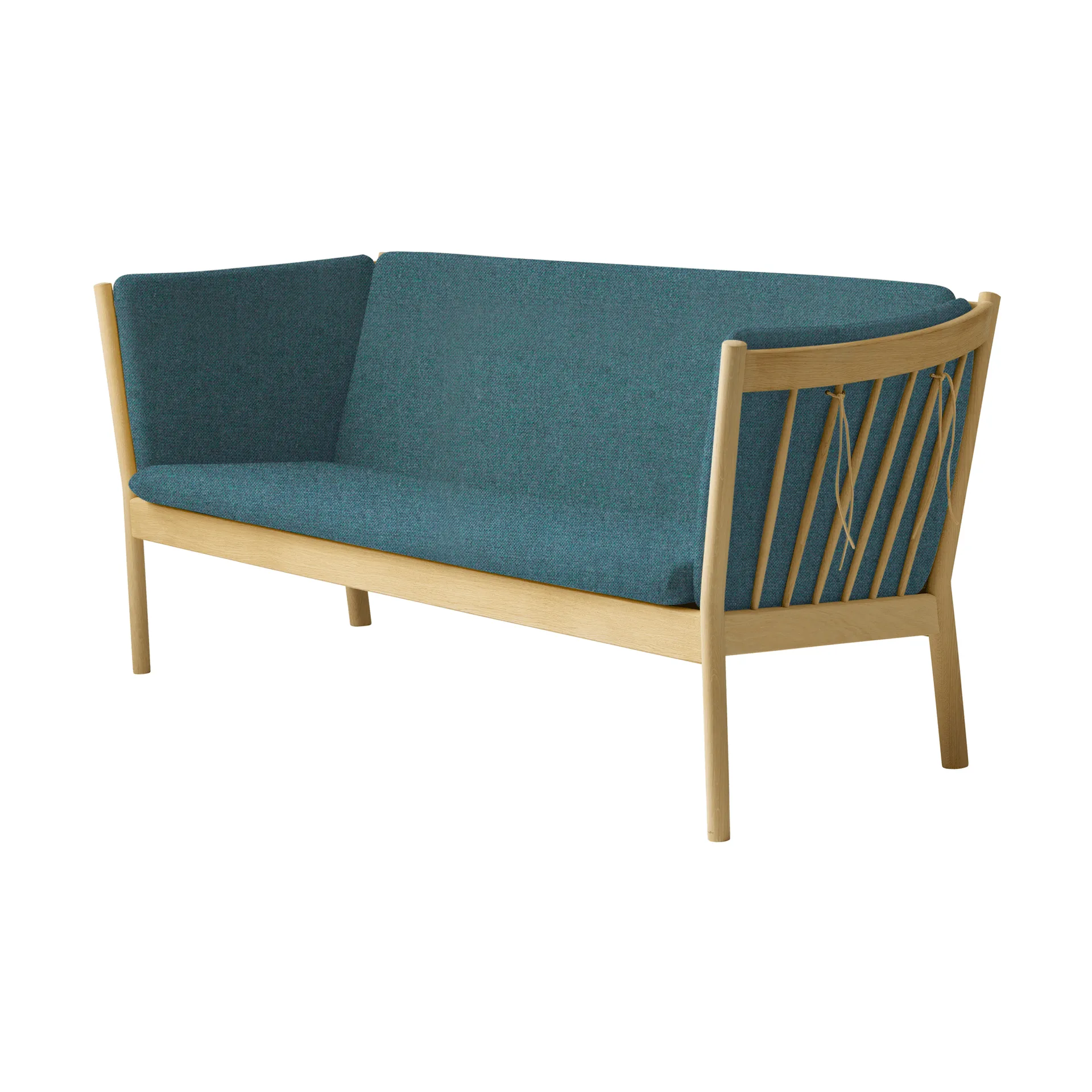 Sofa J149, Tkanina zielona-dąb lakierowany, 3-osobowa FDB Møbler