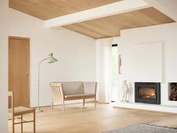 Sofa J149 - Tkanina zielona-dąb lakierowany, 3-osobowa - FDB Møbler