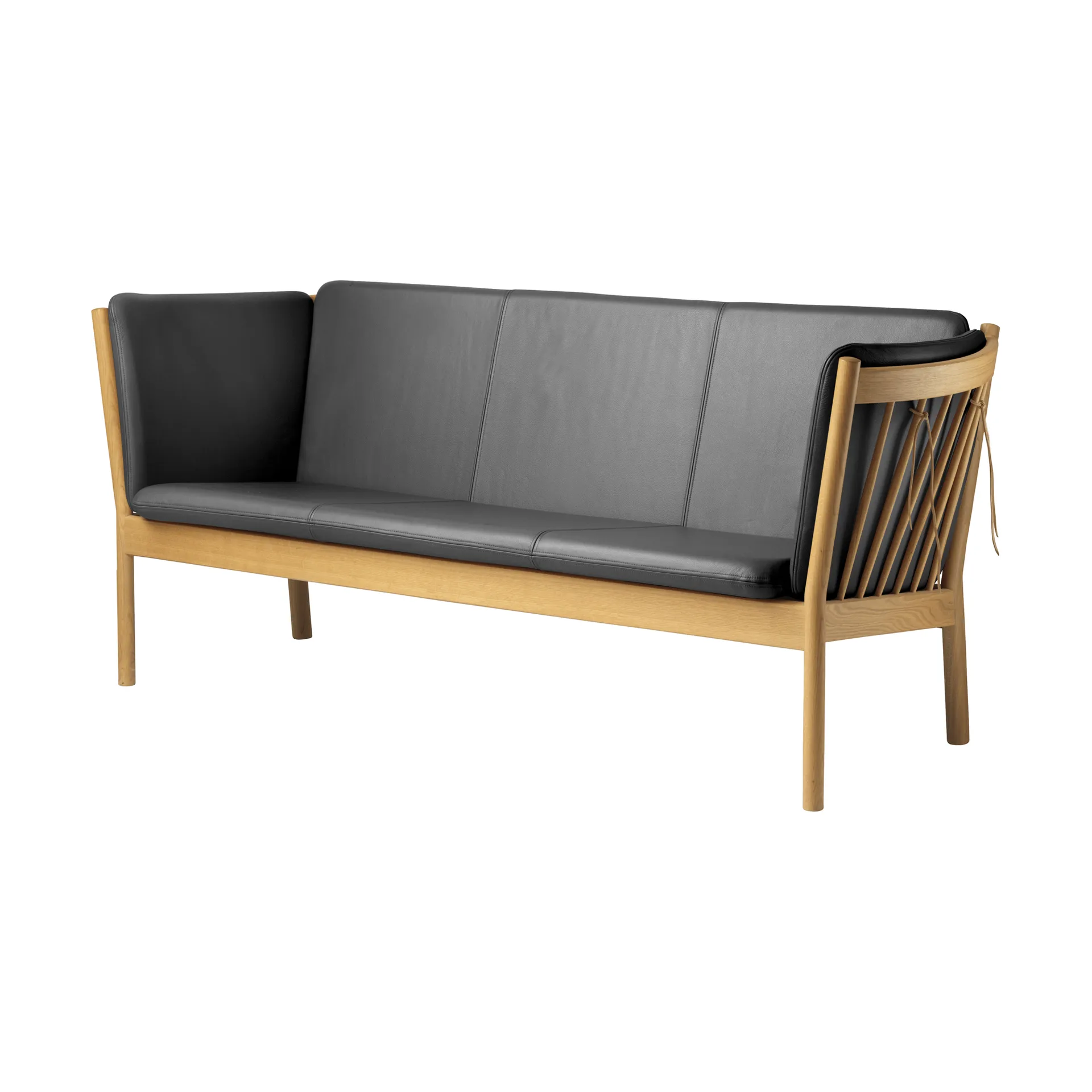 Sofa L45 MK154, Dąb lakierowany-skóra czarna FDB Møbler
