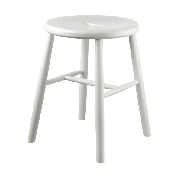 Taboret okrągły J27, Beech white painted, Ø35x45,5 cm FDB Møbler