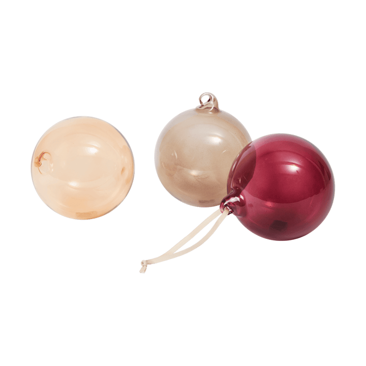 Bombka szklana L Ø10 cm, 3 części - Różany, półprzezroczysty - Ferm Living