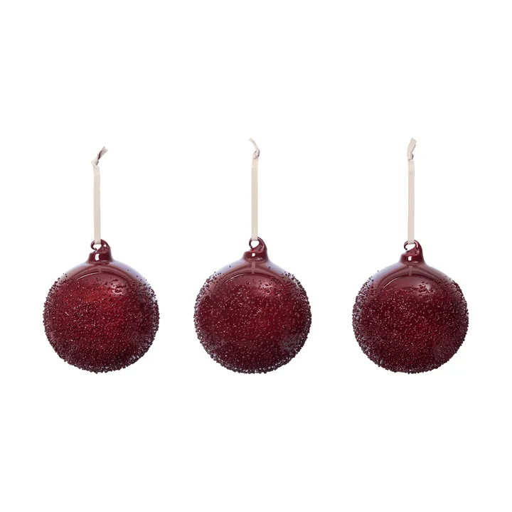 Bombki świąteczne Flurry 3 szt. - L, Picante Red - Ferm Living