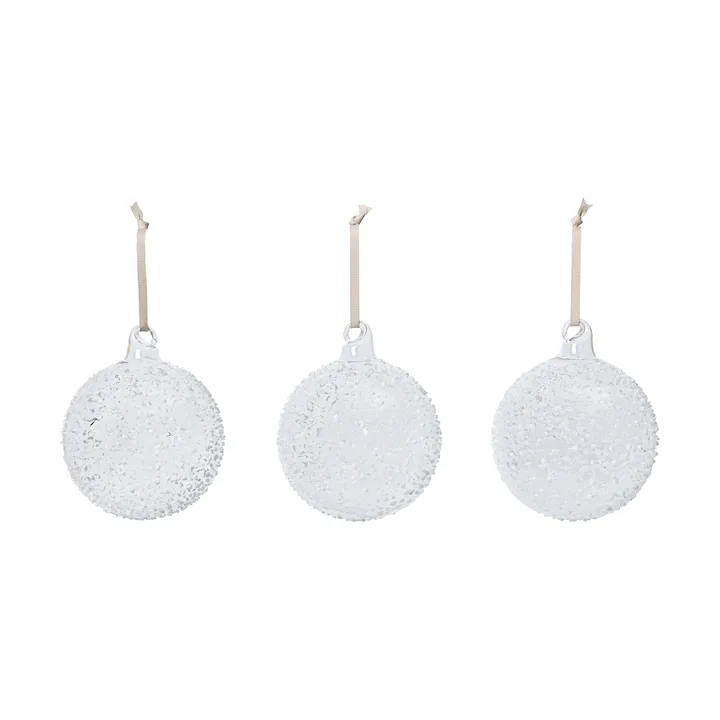 Bombki świąteczne Flurry 3 szt. - L, White - Ferm Living