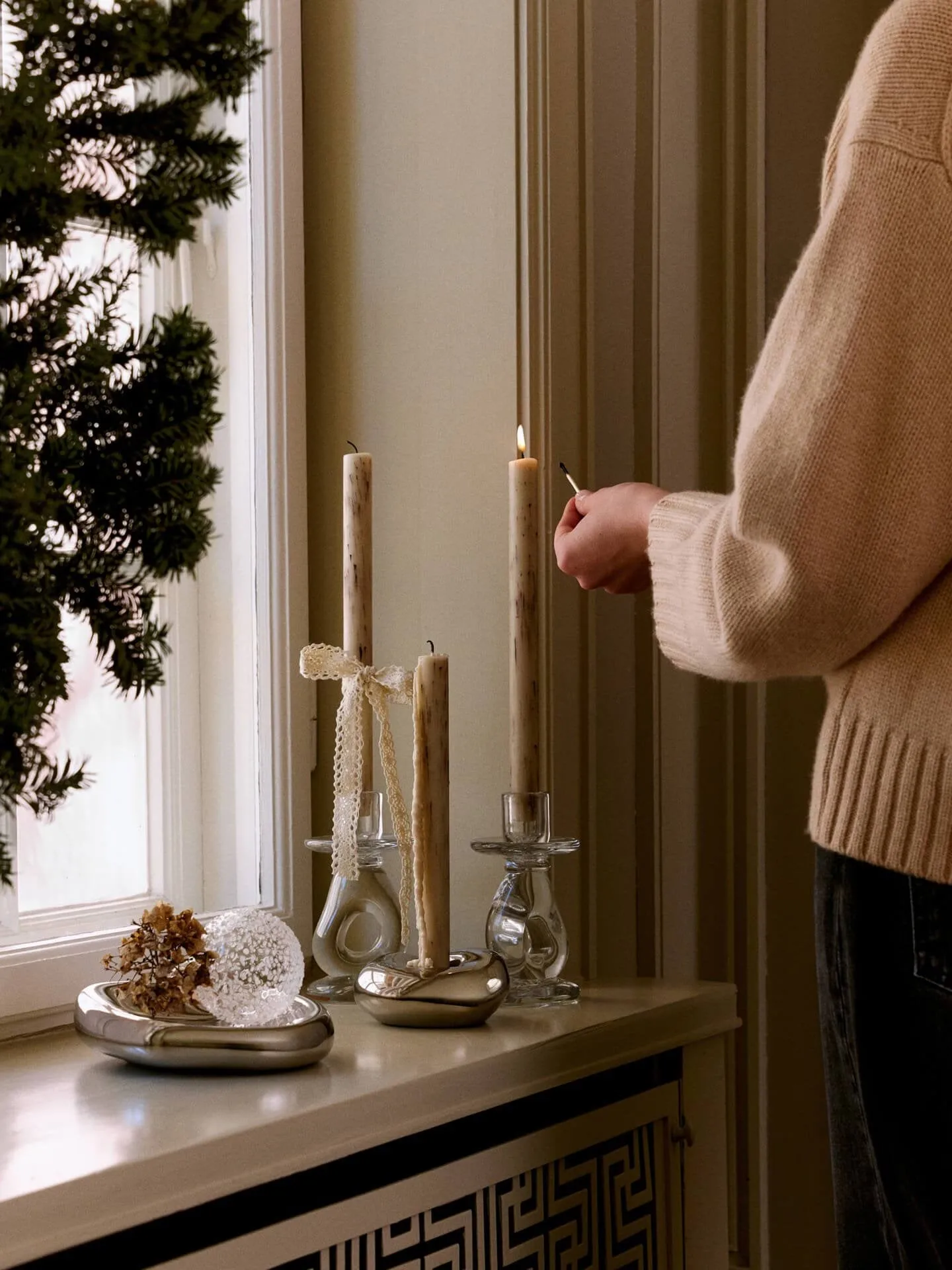 Bombki świąteczne Flurry 3 szt., L, White Ferm Living