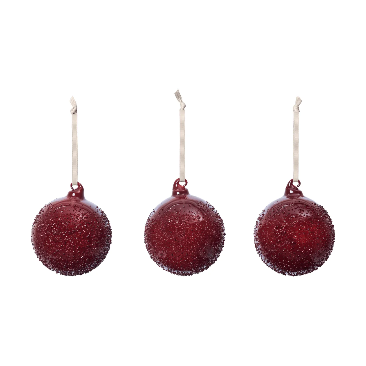 Bombki świąteczne Flurry 3 szt., M, Picante Red Ferm Living