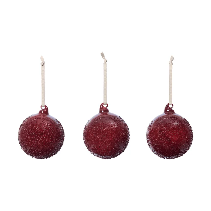 Bombki świąteczne Flurry 3 szt. - M, Picante Red - Ferm Living