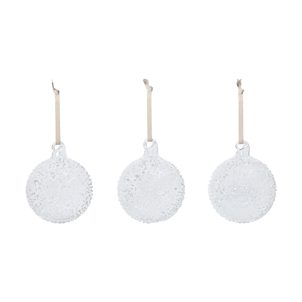 Bombki świąteczne Flurry 3 szt., M, White Ferm Living