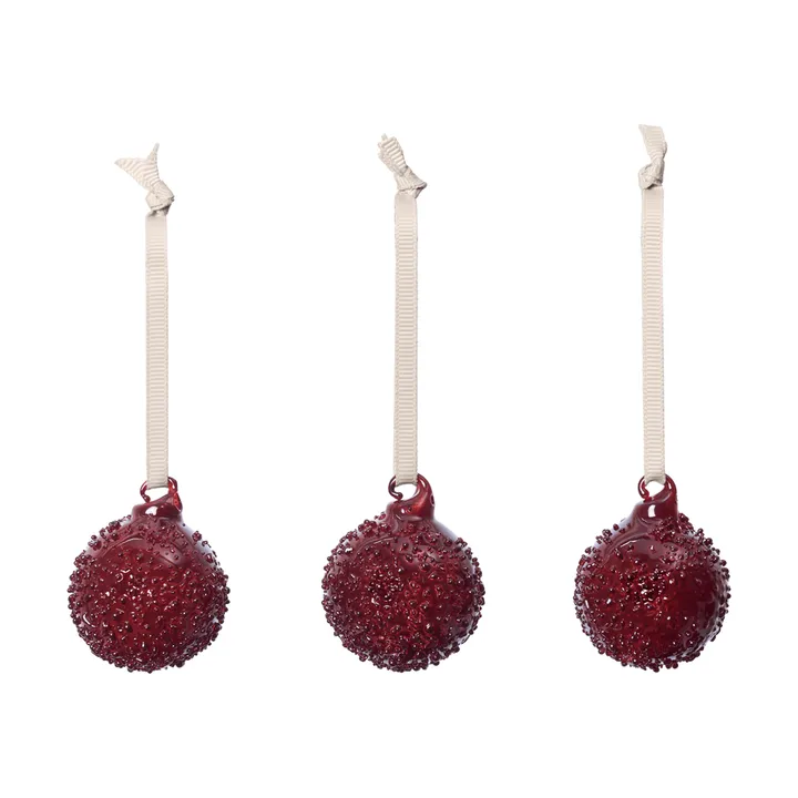Bombki świąteczne Flurry 3 szt. - S, Picante Red - Ferm Living