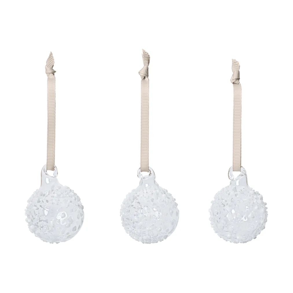 Bombki świąteczne Flurry 3 szt., S, White Ferm Living