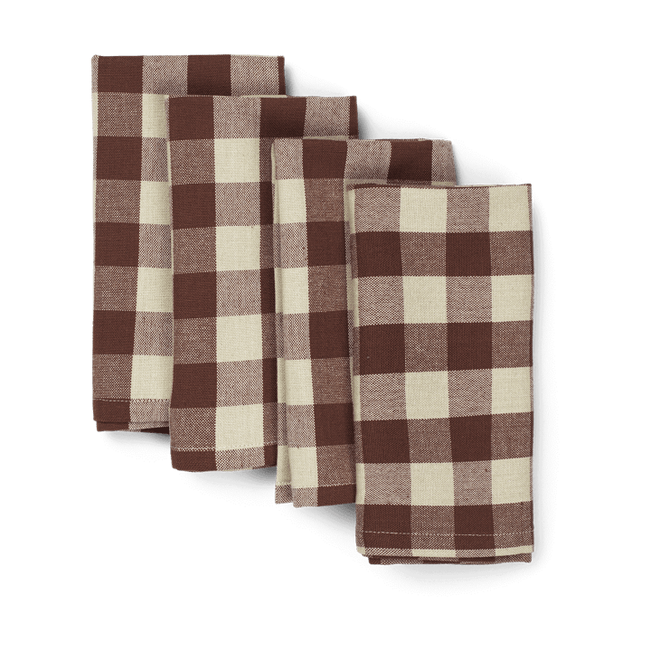 Bothy Check bawełniana serwetka 40x40 cm 4-pak - Cinnamon-grey green - Ferm Living