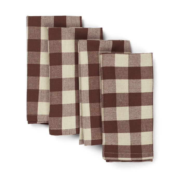 Bothy Check bawełniana serwetka 40x40 cm 4-pak - Cinnamon-grey green - ferm LIVING