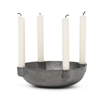 Bowl Mosiężny świecznik adwentowy - Black brass - Ferm Living