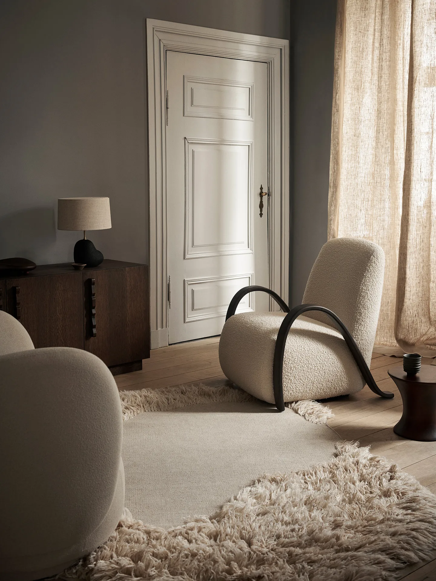 Buur lounge chair Nordic Bouclé, Kremowy Ferm Living