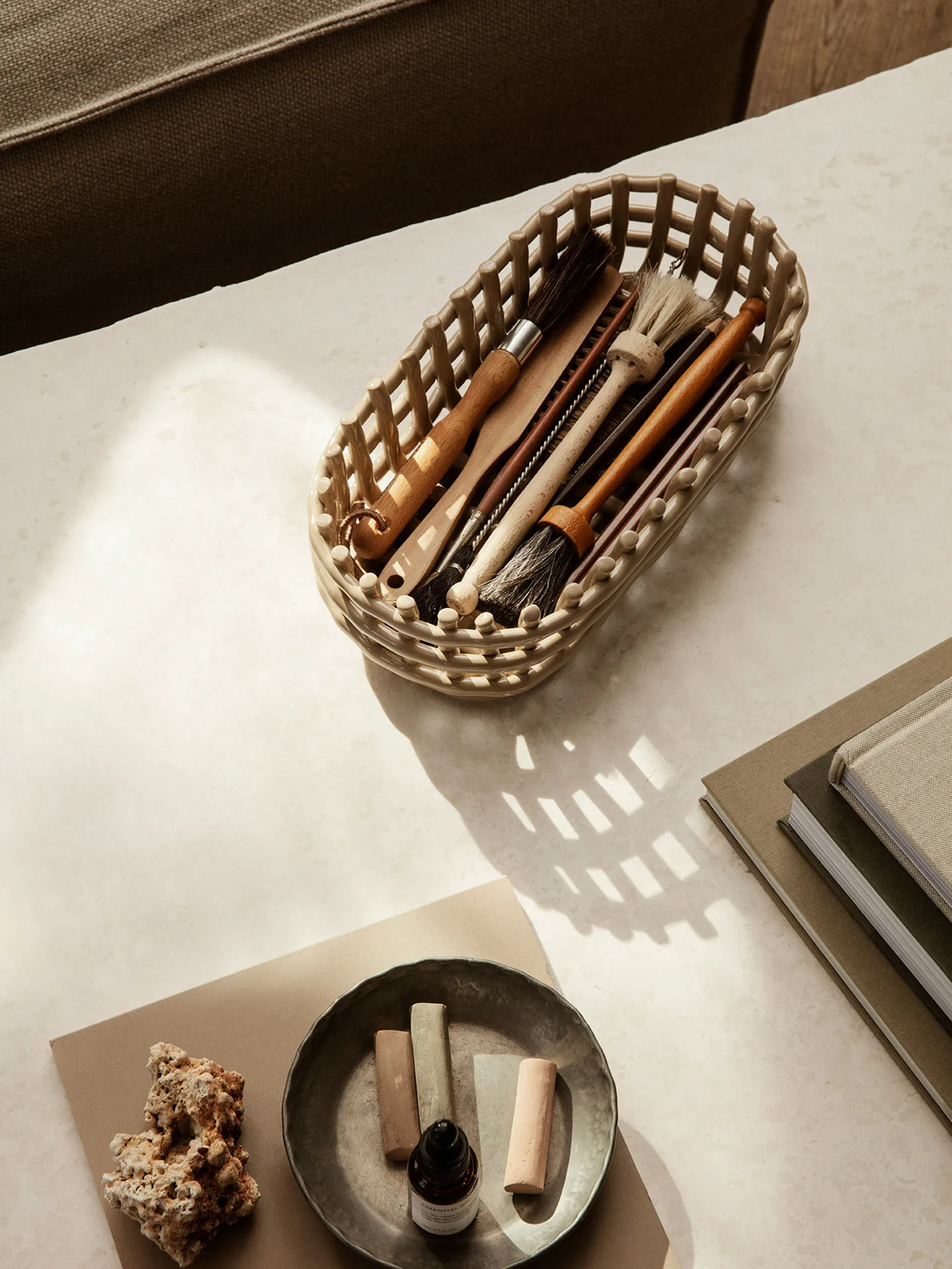 Ceramic koszyk pleciony, owal 15x30 cm, Cashmere Ferm Living