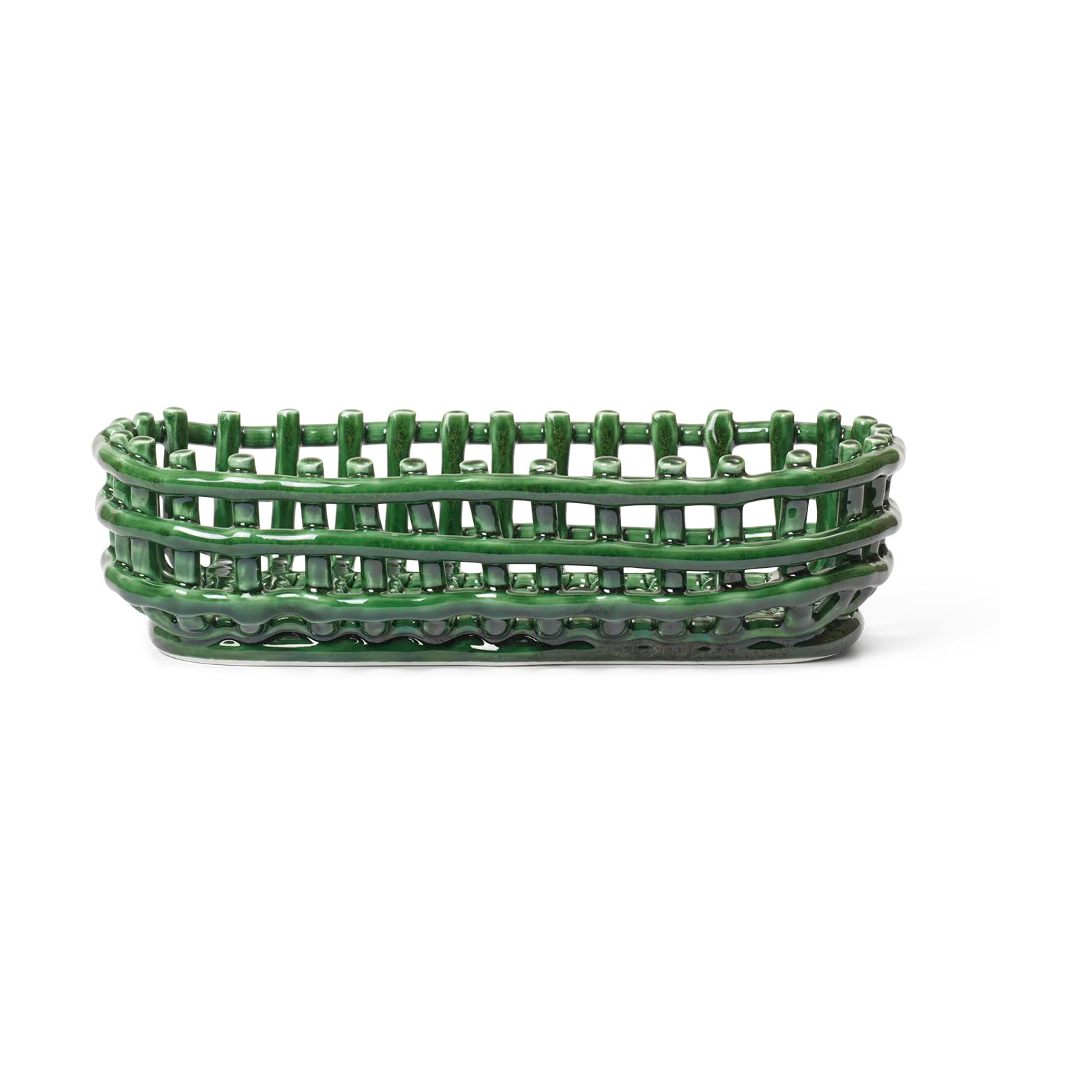 Ceramic koszyk pleciony, owal 15x30 cm, Emerald Green Ferm Living