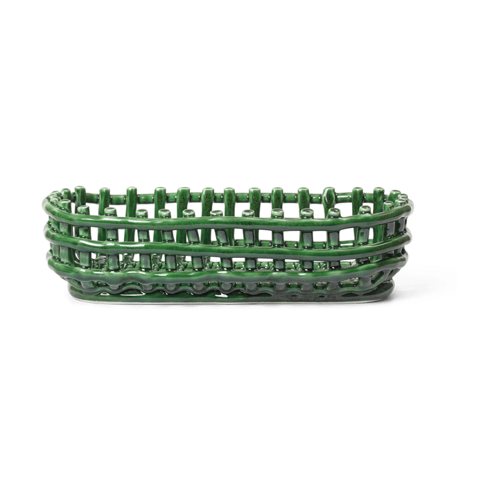 Ceramic koszyk pleciony, owal 15x30 cm - Emerald Green - ferm LIVING