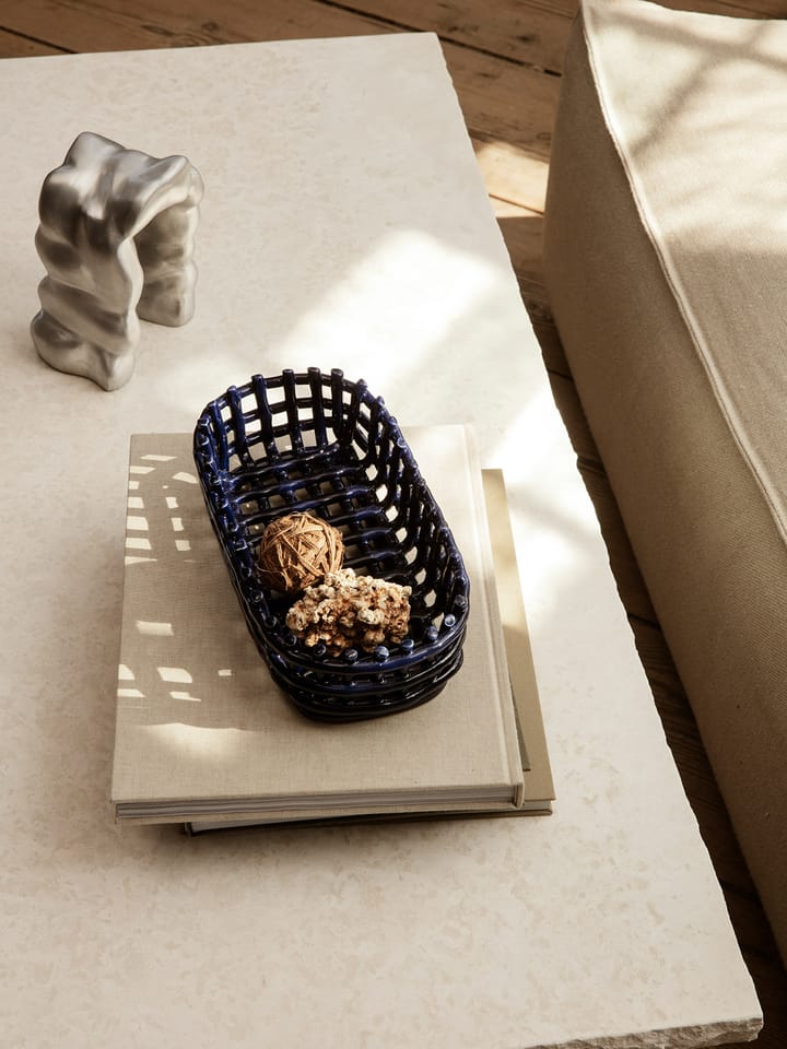 Ceramic koszyk pleciony, owal 15x30 cm, Niebieski Ferm Living