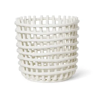 Ceramic pleciony kosz Ø35 cm - Off white - Ferm Living